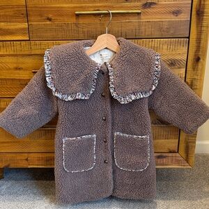 jm snail Korean Brand Cozy Kids Jacket with Floral Trim